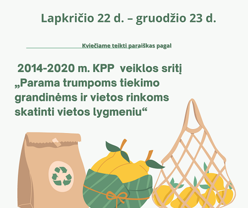 2014 2020 m KPP veiklos sritis Parama trumpoms tiekimo grandinems ir vietos rinkoms skatinti vietos lygmeniu